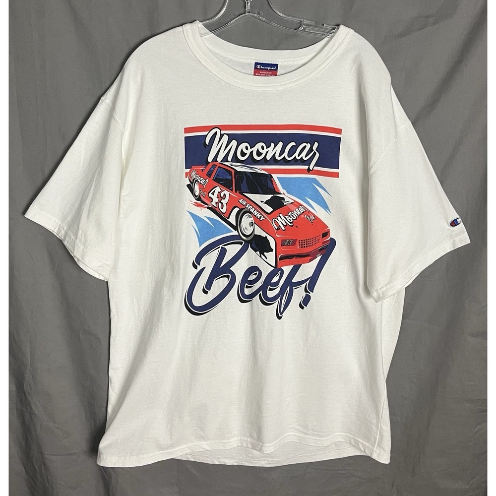 Champion Mooncar Air Spanky #43 Racing Graphic T Shirt Men's L NASCAR Style